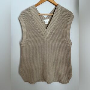 H&M Beige V-Neck Knit Sweater Vest